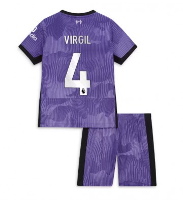 Liverpool Virgil van Dijk #4 Tredjeställ Barn 2023-24 Kortärmad (+ Korta byxor)